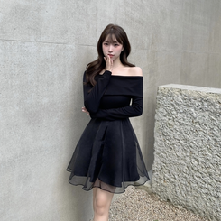 アンバランスシフォンワンピース BLACK