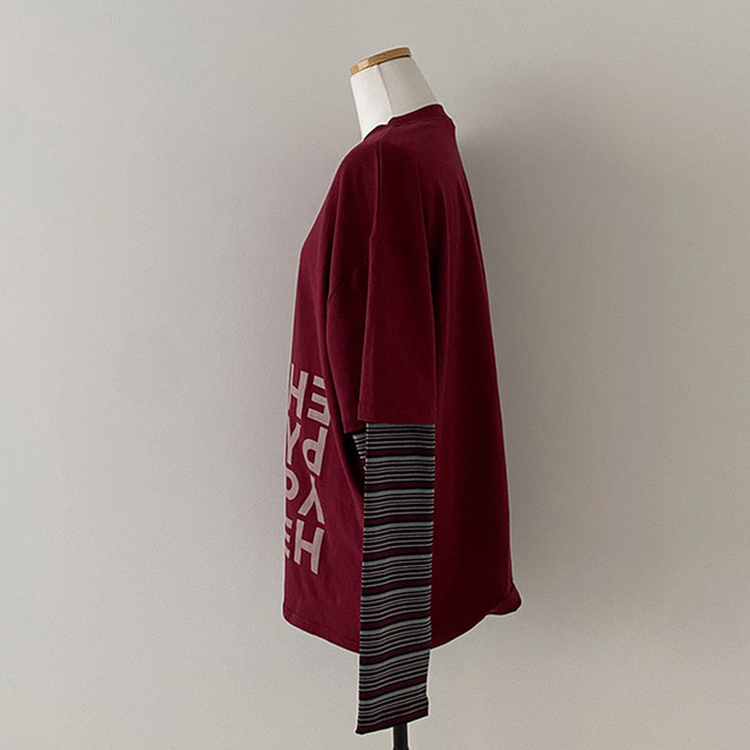 스타즈 스트라이프 레이어드 오버핏 긴팔 티셔츠