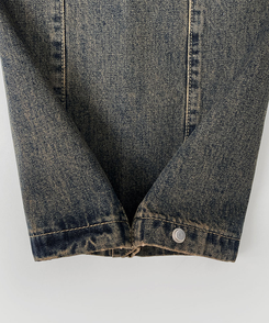 3XL폴딩 핀턱 밑단스냅 벌룬핏 와이드핏 밴딩 데님팬츠