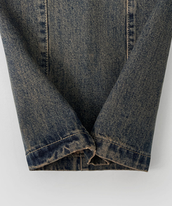 3XL폴딩 핀턱 밑단스냅 벌룬핏 와이드핏 밴딩 데님팬츠