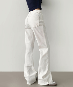 2XL가을 스판 밴딩 세미 부츠컷 면팬츠 화이트