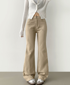 2XL가을 스판 밴딩 세미 부츠컷 면팬츠 베이지