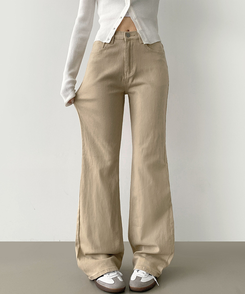 2XL가을 스판 밴딩 세미 부츠컷 면팬츠 베이지