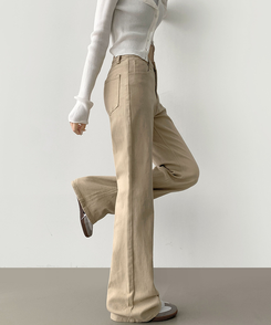 2XL가을 스판 밴딩 세미 부츠컷 면팬츠 베이지