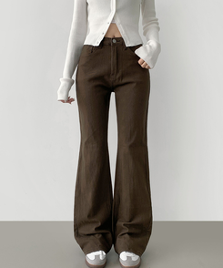2XL가을 스판 밴딩 세미 부츠컷 면팬츠 딥브라운