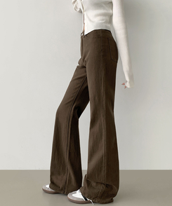 2XL가을 스판 밴딩 세미 부츠컷 면팬츠 딥브라운