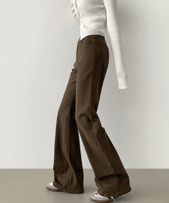 2XL가을 스판 밴딩 세미 부츠컷 면팬츠 딥브라운