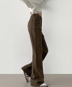 2XL가을 스판 밴딩 세미 부츠컷 면팬츠 딥브라운