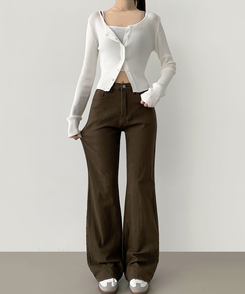 2XL가을 스판 밴딩 세미 부츠컷 면팬츠 딥브라운