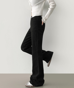 2XL가을 스판 밴딩 세미 부츠컷 면팬츠 블랙