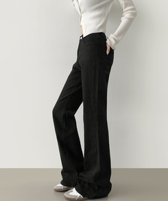 2XL가을 스판 밴딩 세미 부츠컷 면팬츠 블랙