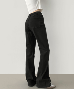 2XL가을 스판 밴딩 세미 부츠컷 면팬츠 블랙