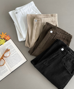 2XL가을 스판 밴딩 세미 부츠컷 면팬츠
