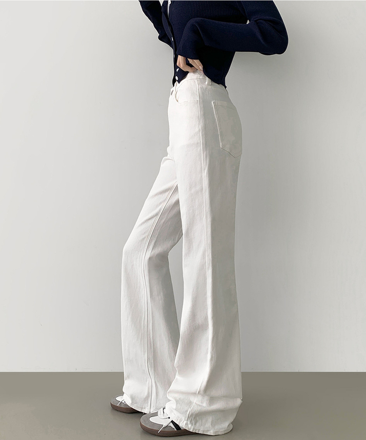 2XL가을 스판 밴딩 세미 부츠컷 면팬츠 화이트