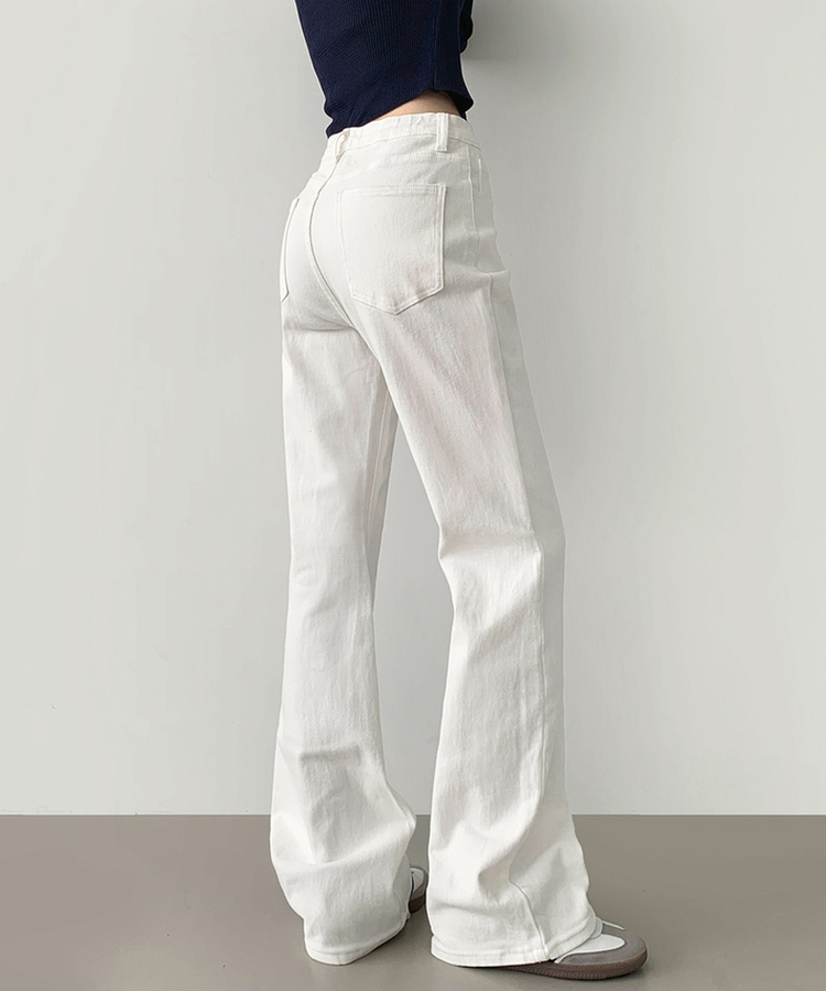 2XL가을 스판 밴딩 세미 부츠컷 면팬츠 화이트