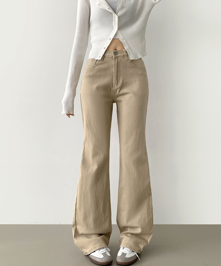 2XL가을 스판 밴딩 세미 부츠컷 면팬츠 베이지