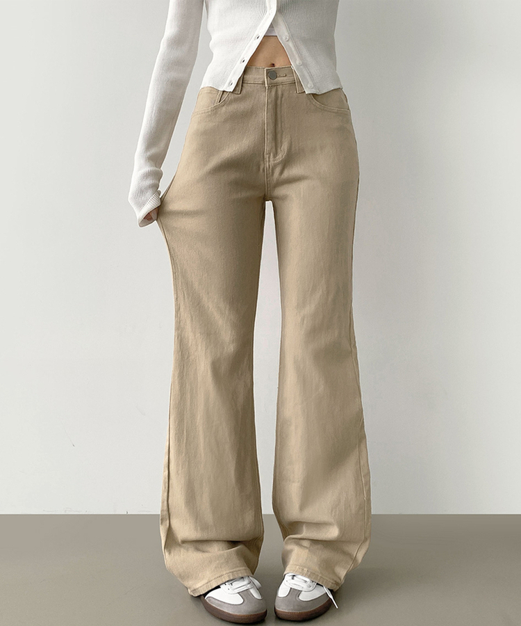 2XL가을 스판 밴딩 세미 부츠컷 면팬츠 베이지