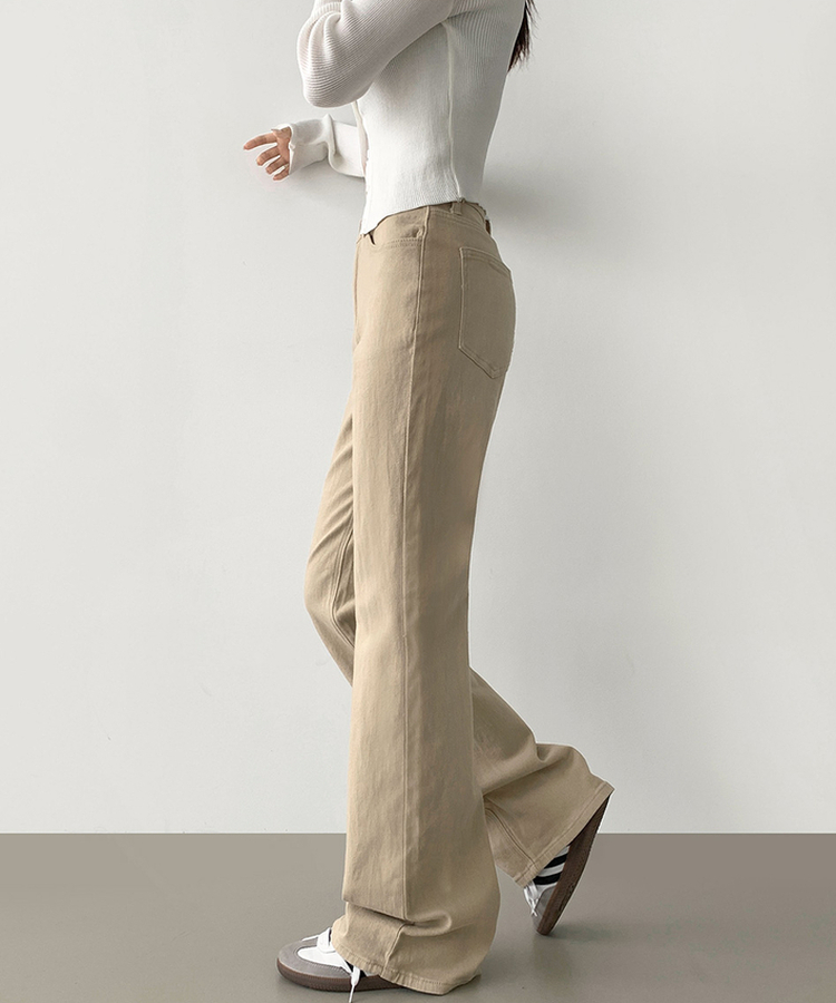 2XL가을 스판 밴딩 세미 부츠컷 면팬츠 베이지
