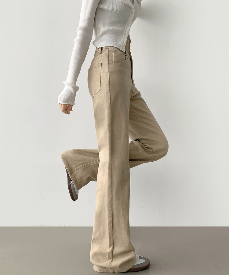 2XL가을 스판 밴딩 세미 부츠컷 면팬츠 베이지