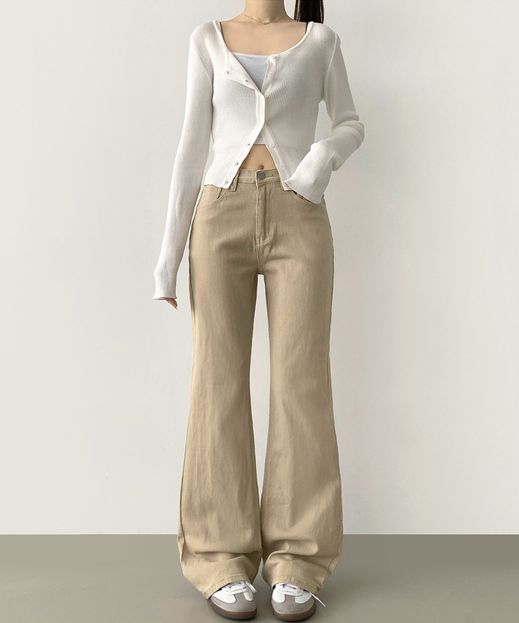 2XL가을 스판 밴딩 세미 부츠컷 면팬츠 베이지