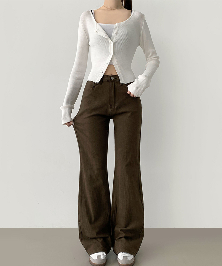 2XL가을 스판 밴딩 세미 부츠컷 면팬츠 딥브라운