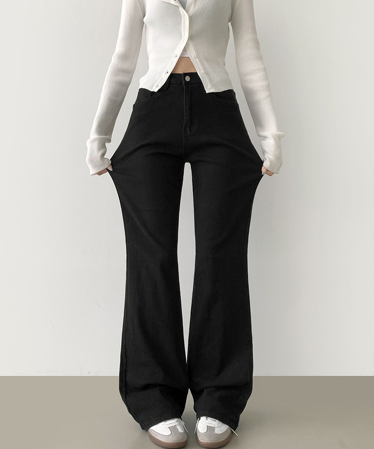 2XL가을 스판 밴딩 세미 부츠컷 면팬츠 블랙