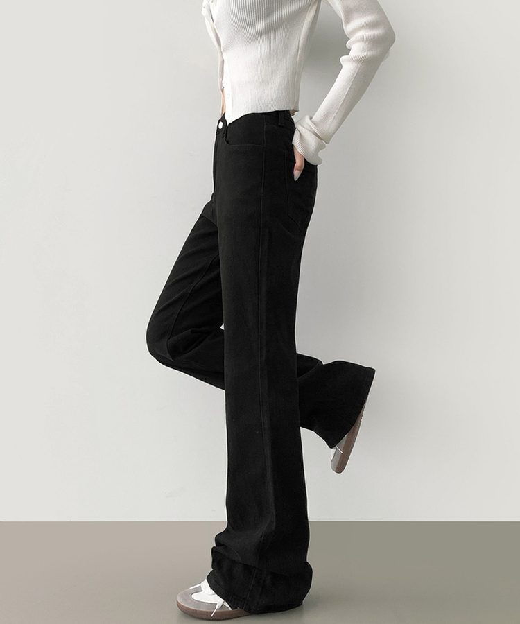 2XL가을 스판 밴딩 세미 부츠컷 면팬츠 블랙