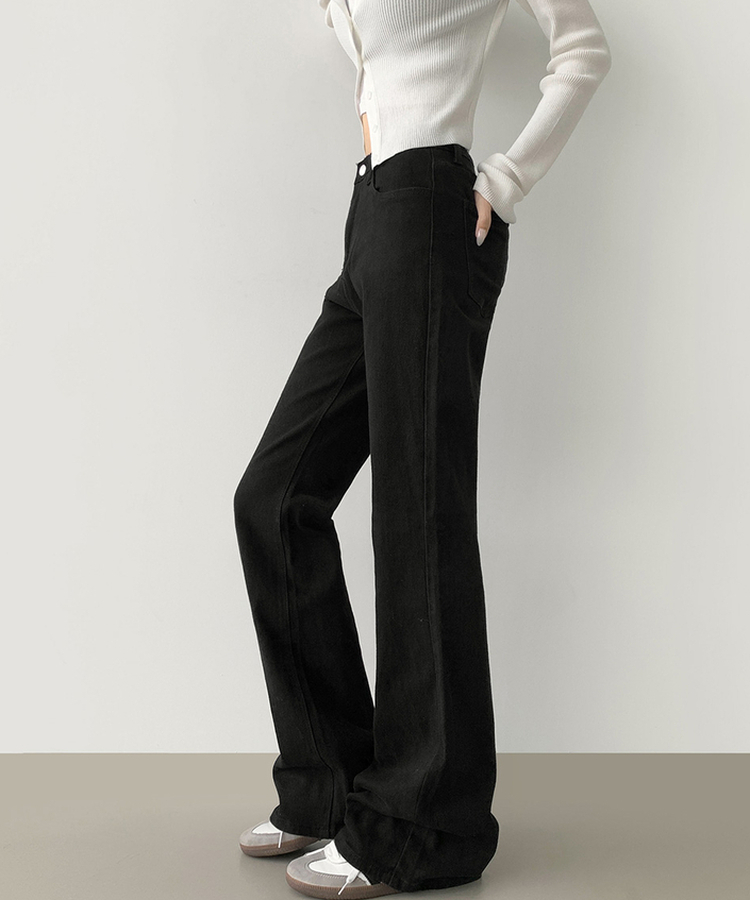 2XL가을 스판 밴딩 세미 부츠컷 면팬츠 블랙