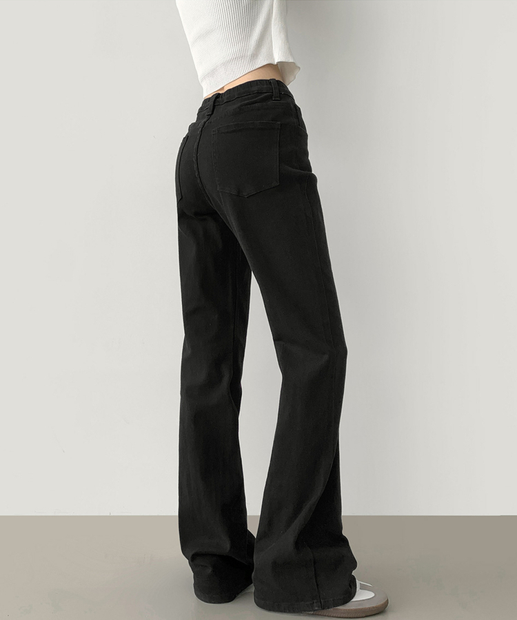 2XL가을 스판 밴딩 세미 부츠컷 면팬츠 블랙