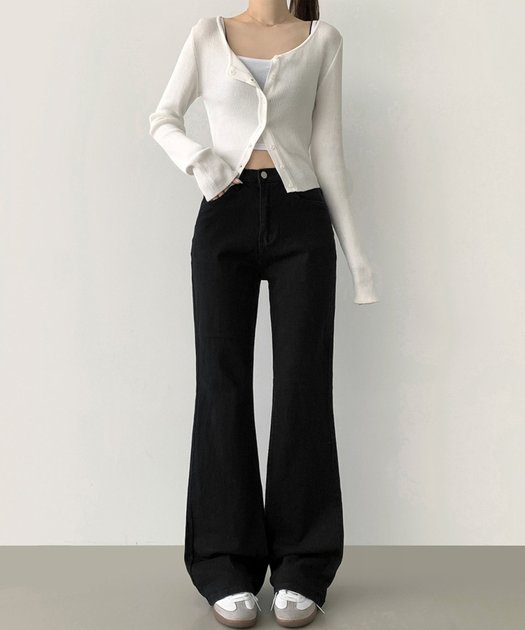 2XL가을 스판 밴딩 세미 부츠컷 면팬츠 블랙