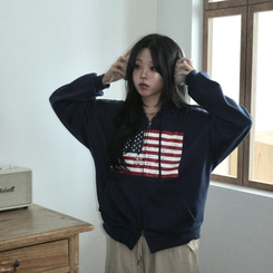 ビンテージUSAフードジップアップ(5color) NAVY