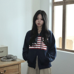 ビンテージUSAフードジップアップ(5color) NAVY