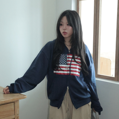 ビンテージUSAフードジップアップ(5color) NAVY