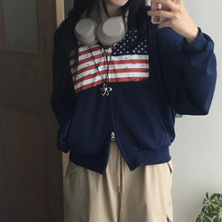 ビンテージUSAフードジップアップ(5color) NAVY