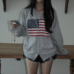 ビンテージUSAフードジップアップ(5color) MELANGE