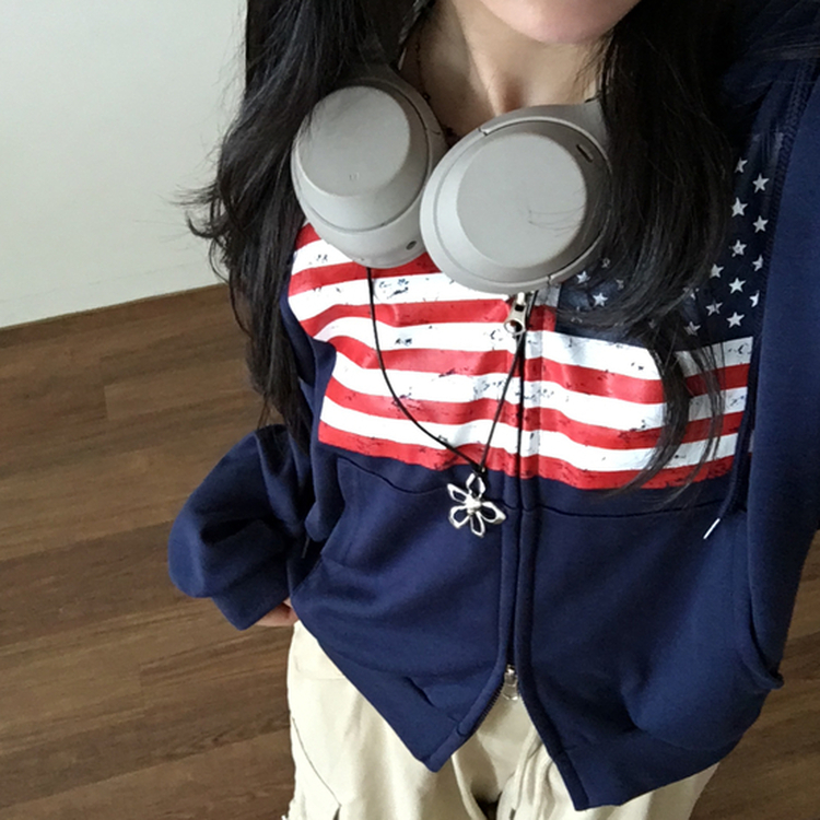 ビンテージUSAフードジップアップ(5color) NAVY