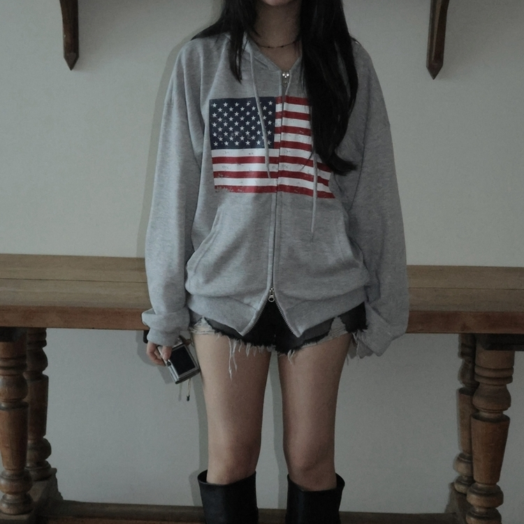 ビンテージUSAフードジップアップ(5color) MELANGE