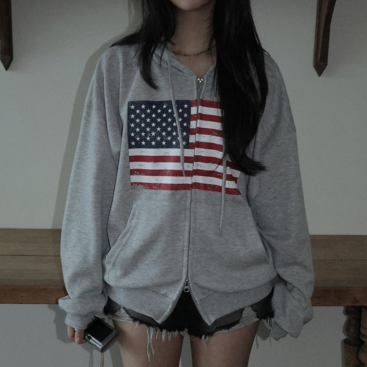 ビンテージUSAフードジップアップ(5color) MELANGE