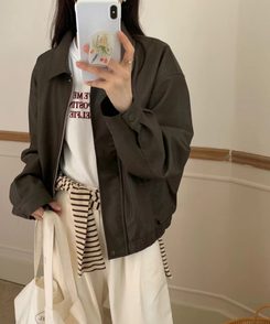 シンプルライダーレザージャケット BROWN