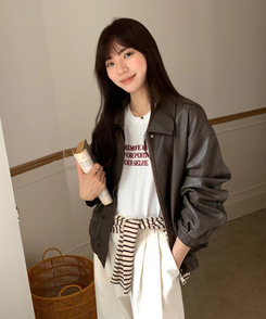 シンプルライダーレザージャケット BROWN