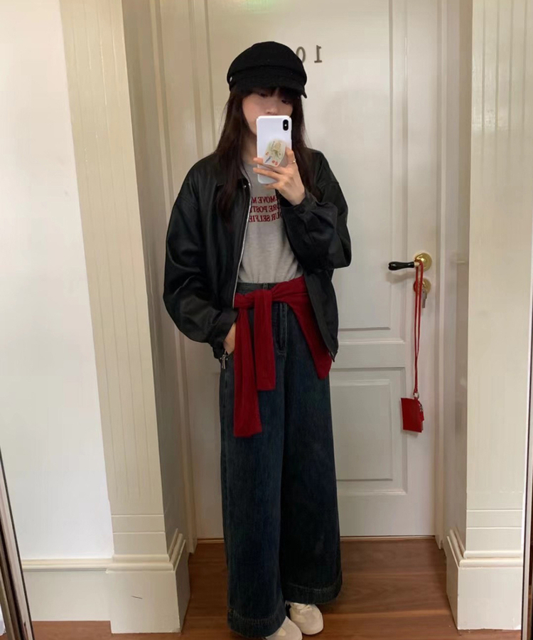 シンプルライダーレザージャケット BLACK