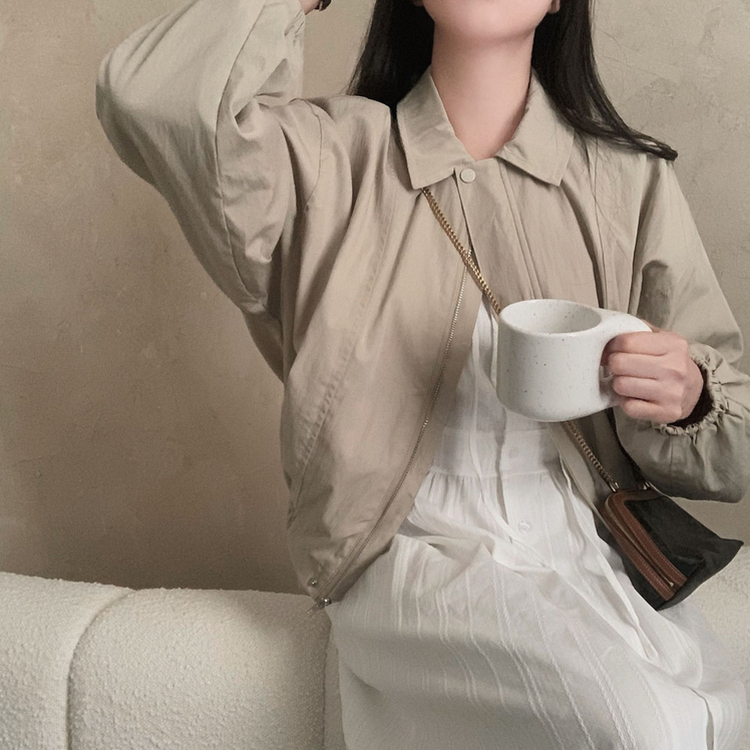 누가봐도 고퀄리티 블루종 크롭 루즈핏 블루종 자켓 점퍼 베이지