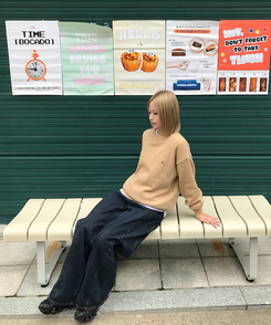 【単独制作/特価】oluデイリーラウンドネック、Vネック2種ニット BEIGE(R-neck)