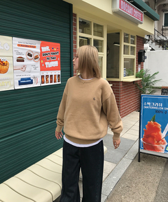 【単独制作/特価】oluデイリーラウンドネック、Vネック2種ニット BEIGE(R-neck)