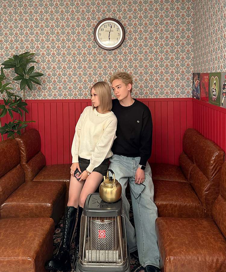 【単独制作/特価】oluデイリーラウンドネック、Vネック2種ニット IVORY(R-neck)