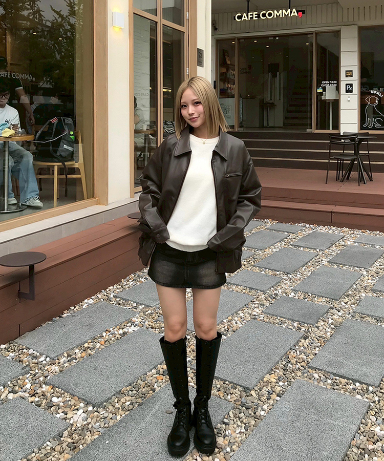 【単独制作/特価】oluデイリーラウンドネック、Vネック2種ニット IVORY(R-neck)