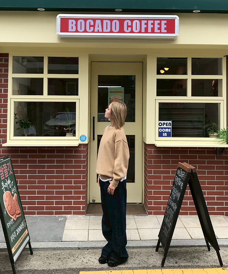 【単独制作/特価】oluデイリーラウンドネック、Vネック2種ニット BEIGE(R-neck)