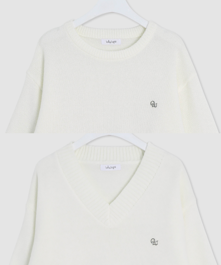 【単独制作/特価】oluデイリーラウンドネック、Vネック2種ニット