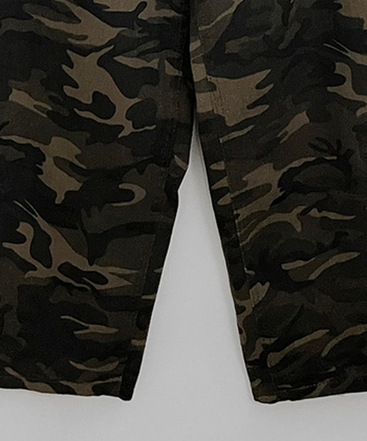 숏롱선택루프카모패턴코튼사이드스냅와이드롱팬츠