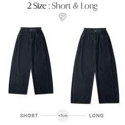 버킷 기장선택 사이드핀턱 생지 데님 와이드 팬츠